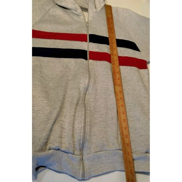 Vintage Track & Court Sweatshirt Men M Tall Gray Full Zip Red Blue Stripe Retro - Picture 5 of 16